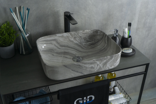 Раковина керамическая Gid Geométrico 54458 50х39 накладная цвет многоцветный без отверстий под смеситель