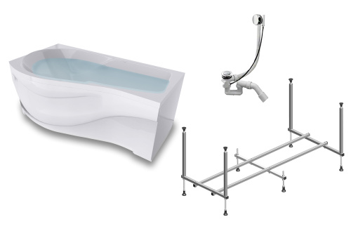 Ванна акриловая Timo VINO VINO1792L-KTVINO17-SPV1505-FPVINO17L-TPVINO17L 170х92 пристенная асимметричная с каркасом Ванна акриловая Timo VINO VINO1792L-KTVINO17-SPV1505-FPVINO17L-TPVINO17L 170х92 пристенная асимметричная с каркасом