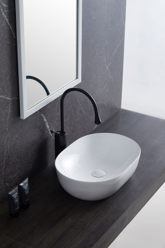 Раковина из сантехнического фарфора Sintesi SIN-LVB-APP-404 49х34 накладная цвет белый