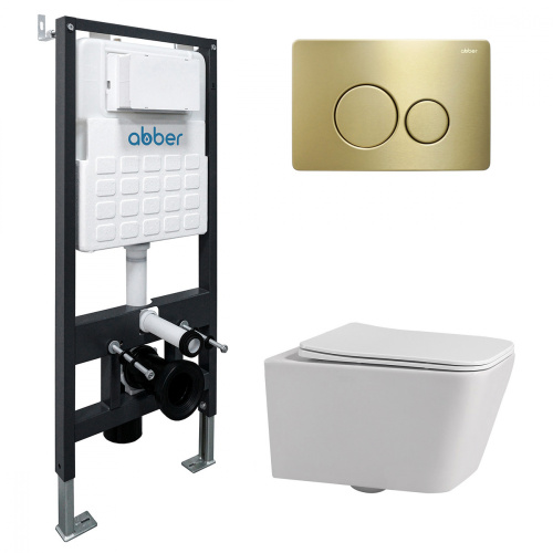 Комплект унитаз с инсталляцией с клавишей смыва ABBER Rechteck AC1201-AC0105-AC0121MMG