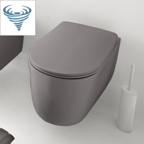 Чаша унитаза подвесная Kerasan Nolita 531589 цвет серый матовый без сиденья безободковая смыв торнадо