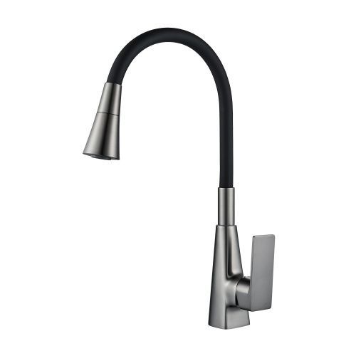 Смеситель для кухни Shevanik S543T-3 на мойку оружейная сталь/черный