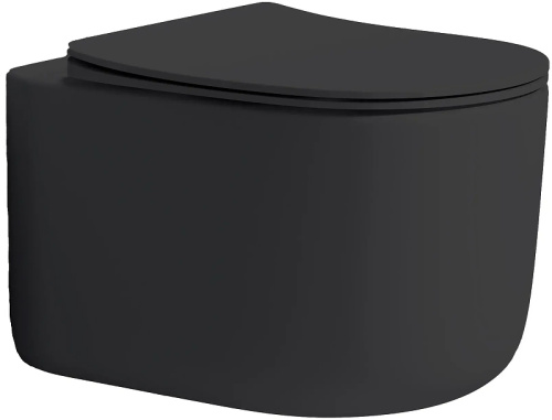 Унитаз подвесной Boheme Flow 969-SET-B цвет черный с сиденьем микролифт безободковый смыв торнадо