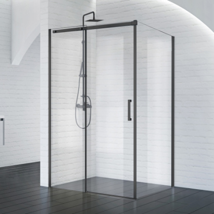 Душевой уголок BelBagno ACQUA ACQUA-AH-1-140/90-C-NERO 140х90 стекло прозрачное 8 мм