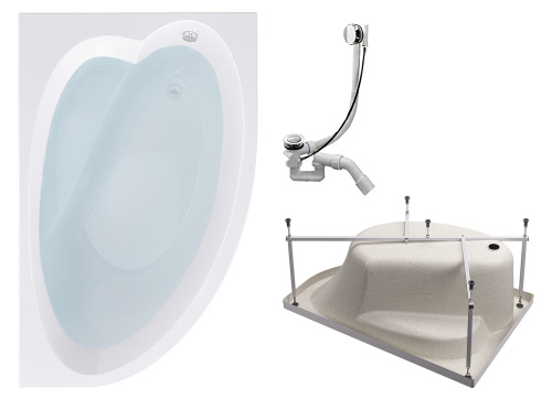 Ванна акриловая Timo IVA IVA1610R-KTIVA16-SPV1505 160х100 пристенная асимметричная с каркасом Ванна акриловая Timo IVA IVA1610R-KTIVA16-SPV1505 160х100 пристенная асимметричная с каркасом