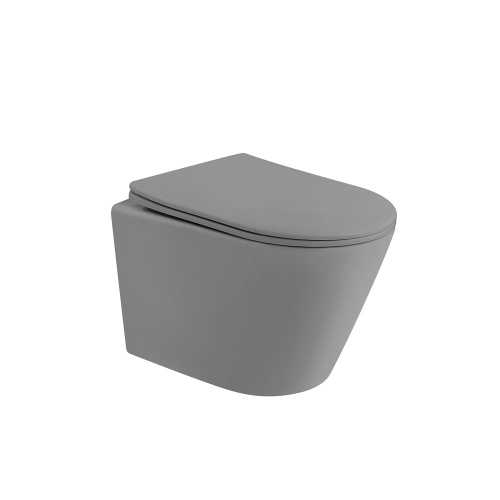 Унитаз подвесной Abber Bequem AC1102TMG серый матовый с сиденьем микролифт безободковый смыв торнадо