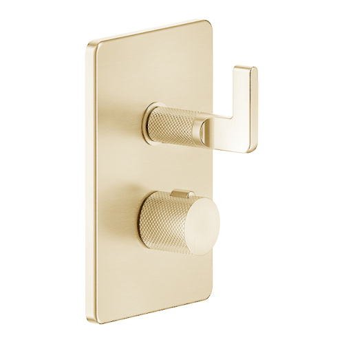 Смеситель для душа Gessi Inciso 58132#246 встраиваемый в стену золото с термостатом (внешняя часть)