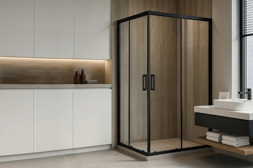 Душевой уголок Royal Bath HPD RB10512HPD-T-BL 120х105 стекло прозрачное профиль черный без поддона Душевой уголок Royal Bath HPD RB10512HPD-T-BL 120х105 стекло прозрачное профиль черный без поддона