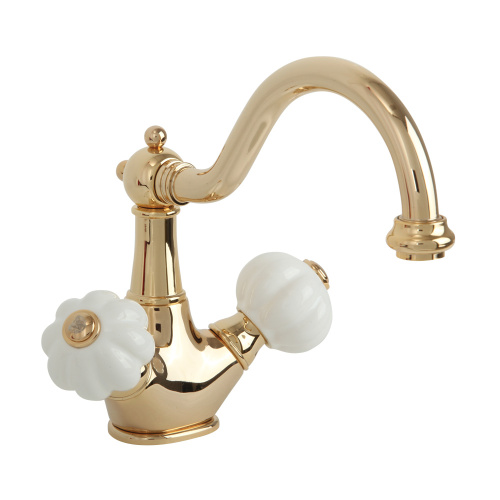 Смеситель Migliore OLIVIA 19024 на раковину белый/золото