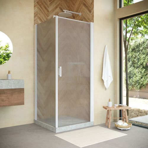 Душевой уголок Vegas-Glass EP-Fis NOVO EP-FIS NOVO h2000 90 01 Moru R 90х90 стекло рифленое профиль белый без поддона