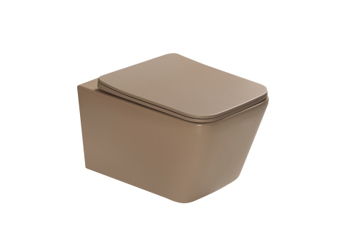 Унитаз подвесной SantiLine SL-5007KH цвет коричневый матовый с сиденьем микролифт безободковый смыв воронка-водоворот