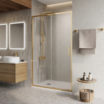 Душевая дверь BelBagno LUCE LUCE-B-1-120-C-ORO стекло прозрачное профиль золото глянцевое