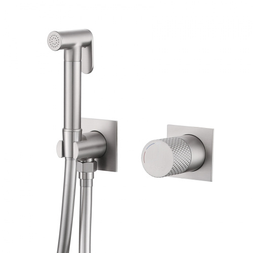 Гигиенический душ со смесителем Abber Rund AF8725SP встраиваемый в стену сатин