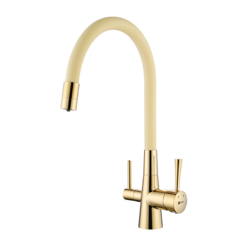 Смеситель для кухни LeMark Comfort LM3075G-Beige на мойку золото/бежевый без термостата