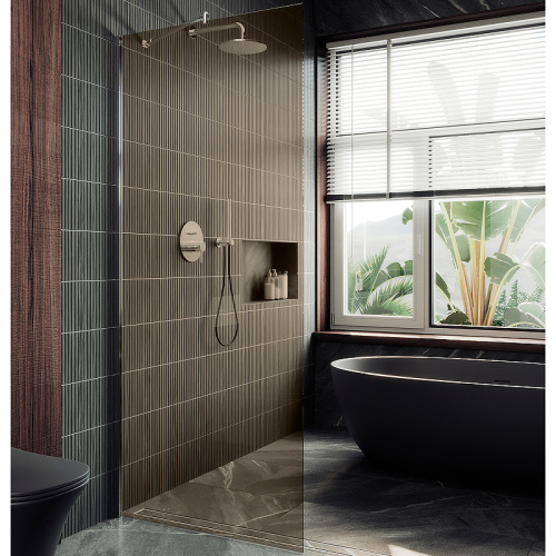 Душевая перегородка Maybah Glass MGD-678-5ш 109х195 стекло тонированное профиль хром матовый