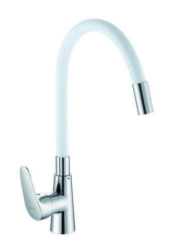 Смеситель для кухни D-Lin D155302-3 на мойку белый/хром