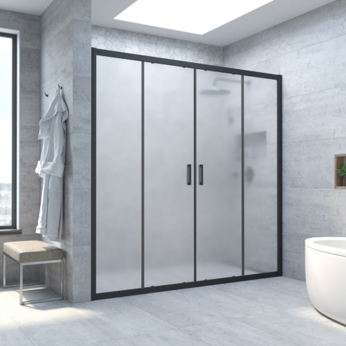 Душевая дверь Vegas-Glass Z2P TUR+NOVO Z2P NOVO h2000 205 02М 10 205х200 стекло матовое профиль черный матовый