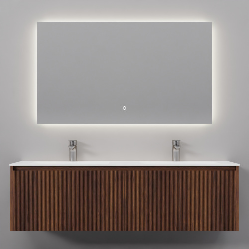 Тумба с раковиной зеркалом и смесителем ArtDecco Camilla (Камилла) ACM14W22D1MF 140x45x40 подвесная цвет черный орех