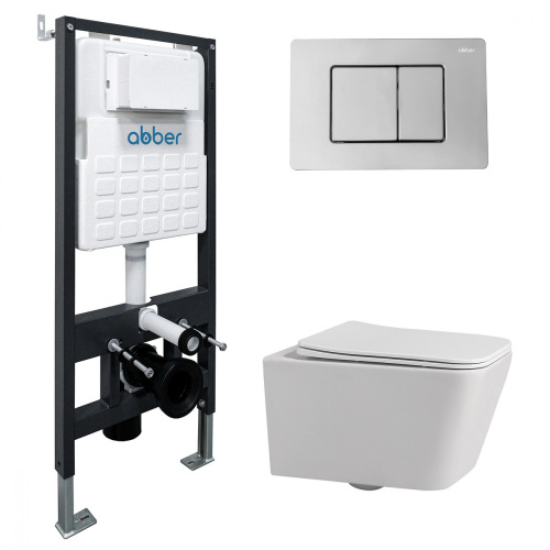 Комплект унитаз с инсталляцией с клавишей смыва ABBER Rechteck AC1201-AC0105-AC0120