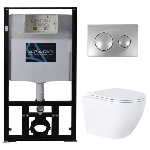 Комплект унитаз с инсталляцией с клавишей смыва Azario  AZ-8010-1000+AZ-8200-0011+AZ-0046N