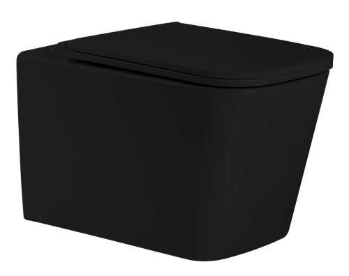 Унитаз подвесной SantiLine SL-5027MB цвет черный матовый с сиденьем микролифт безободковый смыв воронка-водоворот