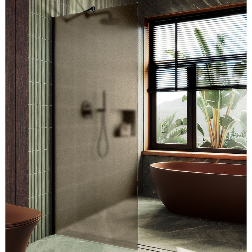 Душевая перегородка Maybah Glass MGD-679-6ш 109х195 стекло тонированное профиль черный