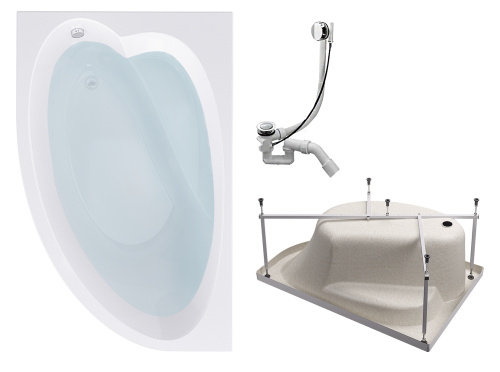 Ванна акриловая Timo IVA IVA1610L-KTIVA16-SPV1505 160х100 пристенная асимметричная с каркасом Ванна акриловая Timo IVA IVA1610L-KTIVA16-SPV1505 160х100 пристенная асимметричная с каркасом