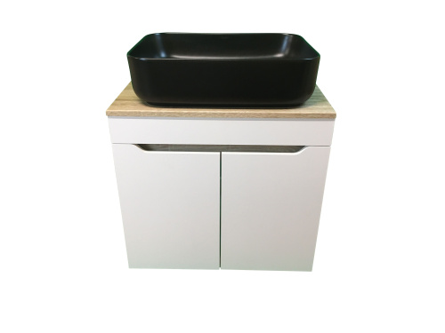 Тумба с раковиной Sintesi STL.W7023_SIN-LVB-APP-409BM 60х55х50 подвесная цвет темно-серый/коричневый/черный матовый