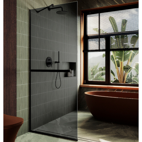 Душевая перегородка Maybah Glass MGD-711-6у 109х195 стекло тонированное профиль черный