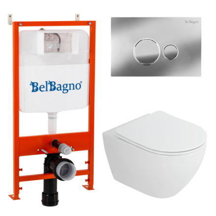 Комплект унитаз с инсталляцией с клавишей смыва BelBagno STYLUS CZR-6601-TH-TOR/CZR-2316-SC/BB026/BB081CR