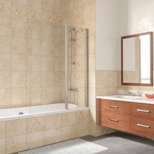 Душевая шторка на ванну Vegas-Glass E2V LUX ST E2V LUX ST 115 8 crystalvision R 115х151 стекло прозрачное профиль хром глянцевый