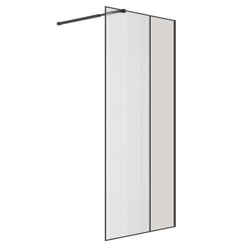 Душевая перегородка Niagara Nova NG-481-90FBLACK 90х200 стекло рифленое/тонированное профиль черный матовый