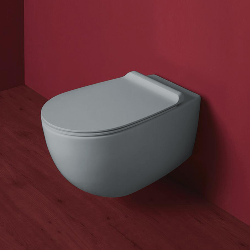 Чаша унитаза подвесная Simas Vignoni VI18 cemento matt цвет серый матовый без сиденья безободковая каскадный смыв