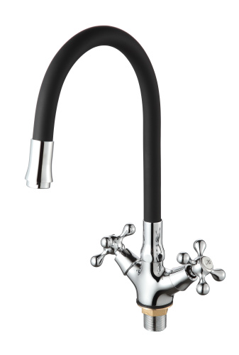 Смеситель для кухни D-Lin D153810-1 на мойку черный/хром