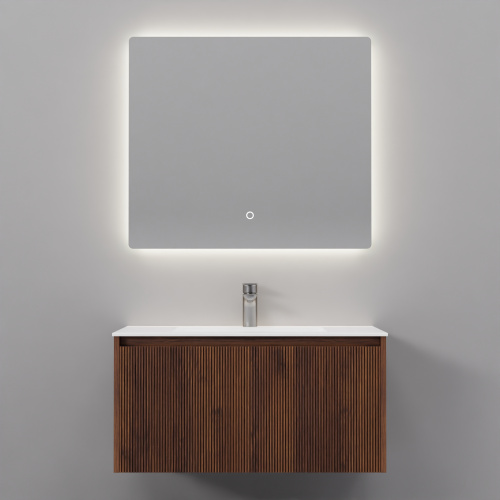 Тумба с раковиной зеркалом и смесителем ArtDecco Camilla (Камилла) ACM08W22S2MF 80x45x40 подвесная цвет черный орех