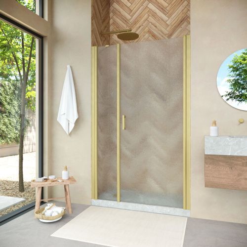 Душевая дверь Vegas-Glass EP-F-2 NOVO EP-F-2 NOVO 100 03 02 R 100х190 стекло рифленое профиль золото