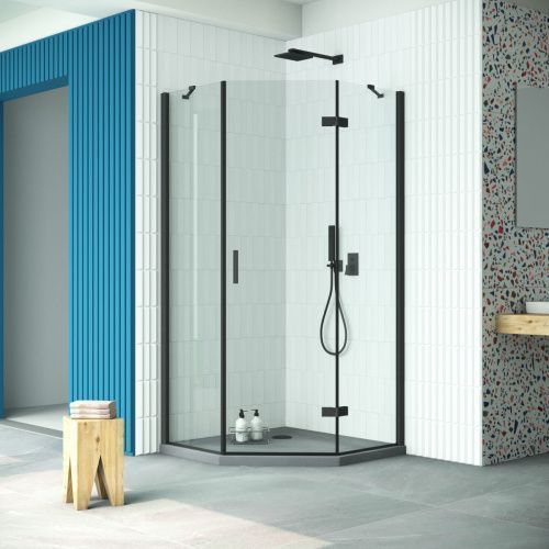 Душевой уголок Vegas-Glass AFA-Pen Retta AFA-Pen Retta 90 02М crystalvision R 90х90 стекло прозрачное профиль черный без поддона