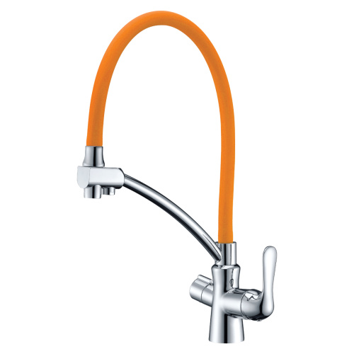 Смеситель для кухни LeMark Comfort LM3070C-Orange на мойку хром/оранжевый