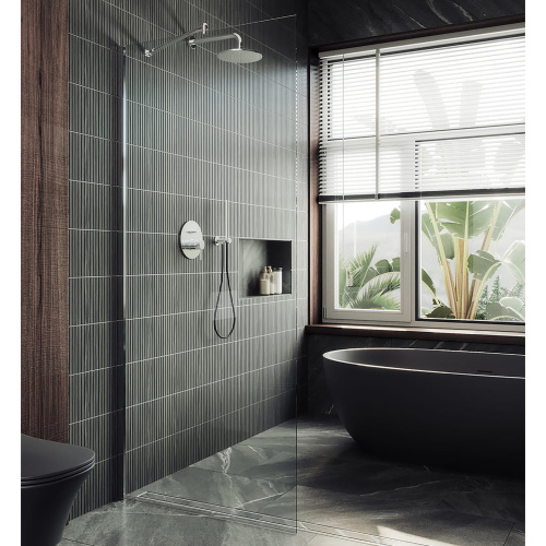 Душевая перегородка Maybah Glass MGD-1352-1ш 99х195 стекло прозрачное профиль белый
