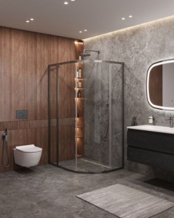 Душевой уголок Cezares MOLVENO MOLVENO-RH-1-120/90-C-GM-IV 120х90 стекло прозрачное профиль оружейная сталь без поддона