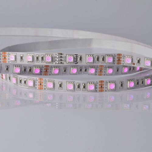 Светодиодная лента Uniel ULS-5050 ULS-5050-60LED/m-10mm-IP20-DC24V-14,4W/m-5M-RGB катушка в герметичной упаковке