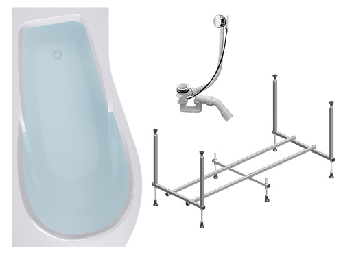 Ванна акриловая Timo VINO VINO1792L-KTVINO17-SPV1505 170х92 пристенная асимметричная с каркасом Ванна акриловая Timo VINO VINO1792L-KTVINO17-SPV1505 170х92 пристенная асимметричная с каркасом