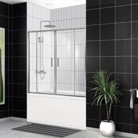 Душевая шторка на ванну BelBagno UNO UNO-VF-2-170/145-C-Cr 170х145 стекло прозрачное профиль хром глянцевый