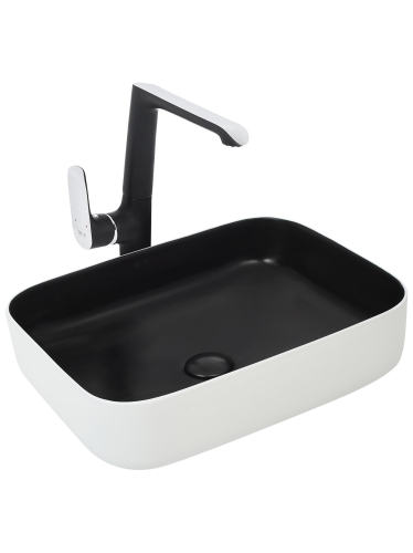 Раковина WeltWasser WW ELBACH M2195 WB (10000005605) накладная цвет белый/черный Раковина WeltWasser WW ELBACH M2195 WB (10000005605) накладная цвет белый/черный
