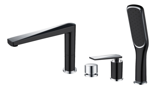 Смеситель Boheme Venturo 370-B на борт ванны черный