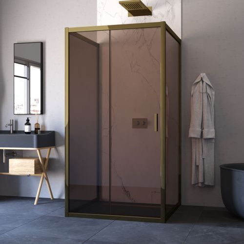 Душевой уголок Vegas-Glass ZP-U TUR+NOVO ZP-U TUR NOVO 100*100 05 05 100х100 стекло тонированное профиль бронза без поддона