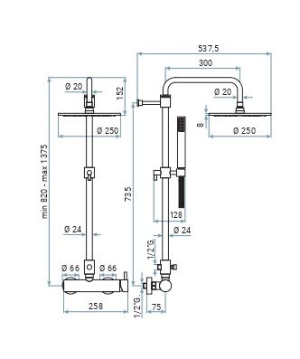Душевая колонна Emmevi Piper 4500584/CR настенная цвет хром - фото 2