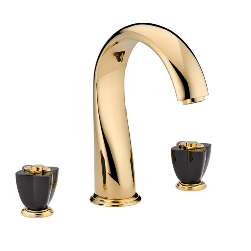 Смеситель THG Petale de Cristal noir U6D-F01-25SG на борт ванны золото