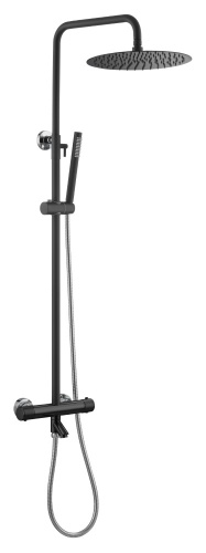 Душевая стойка Boheme Uno 468-T-BCR настенная цвет черный с термостатом