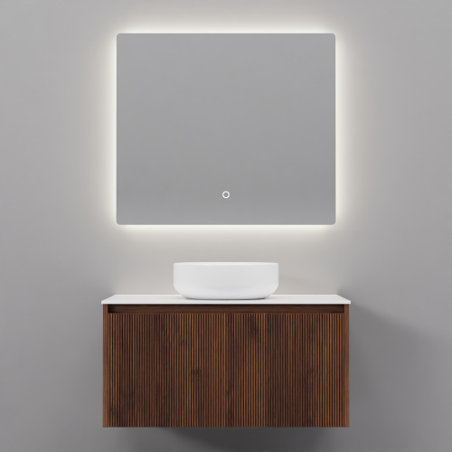 Тумба с раковиной+зеркало ArtDecco Camilla (Камилла) ACM08W22S3M0 80x45x40 подвесная цвет черный орех